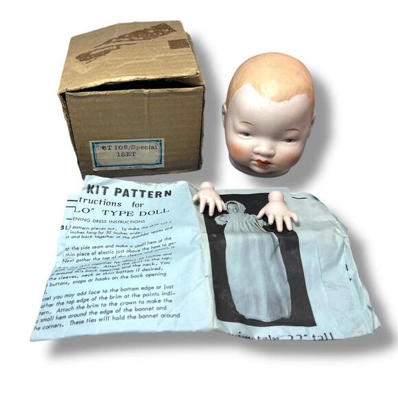 70s Vintage Larry Huston Studio Porcelain Baby Doll Head & Hands Made in Japan - Picture 1 of 11